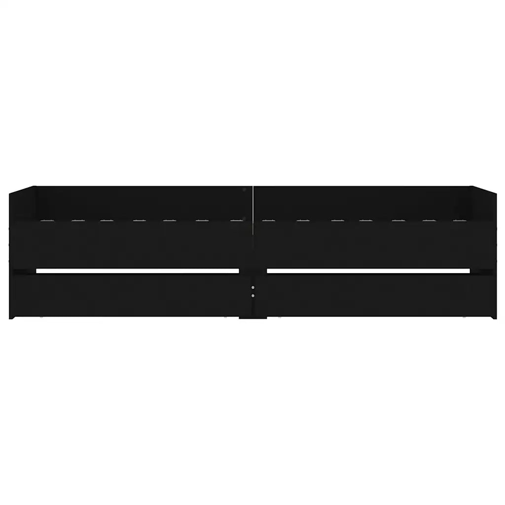 Letto singolo | Letto per adulti | Giroletto con Cassetti Nero 90x190 cm