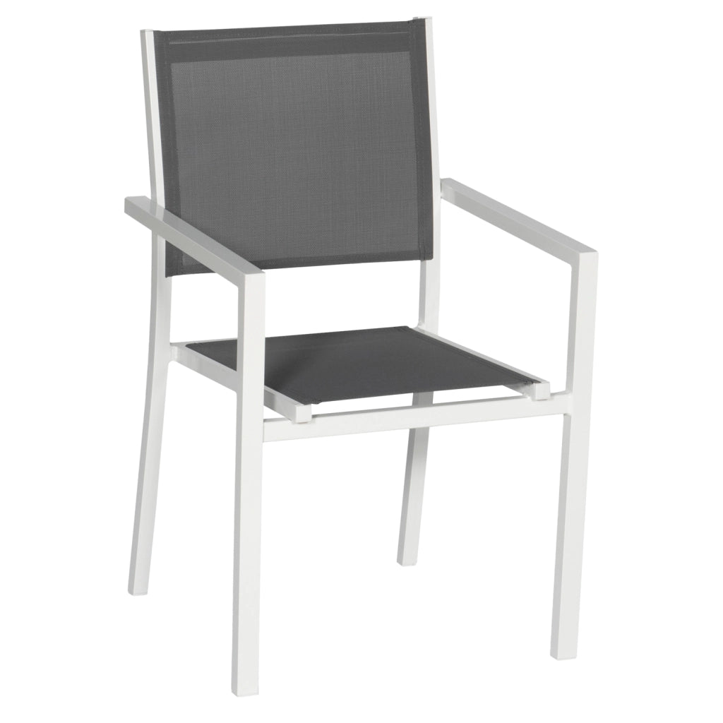 Set di 4 sedie in alluminio bianco - textilene grigio