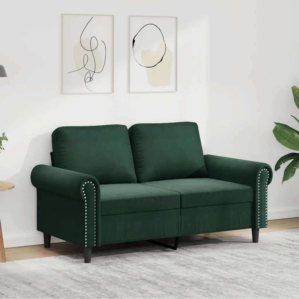 Divano a 2 Posti-Sofa 2 Posti Verde Scuro 120 cm in Velluto 151017
