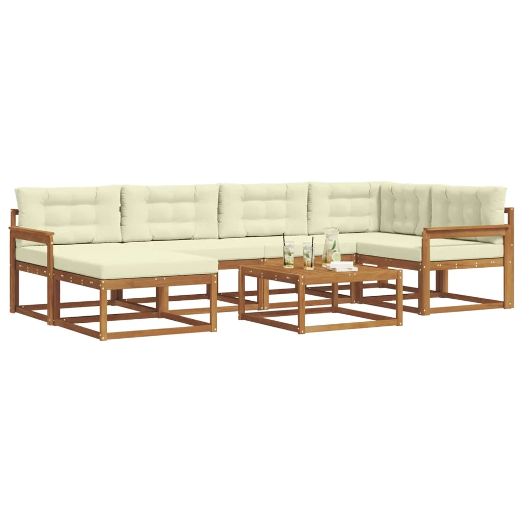 Set di divani da esterno con cuscino 7 pcs Naturale e Crema 3367848