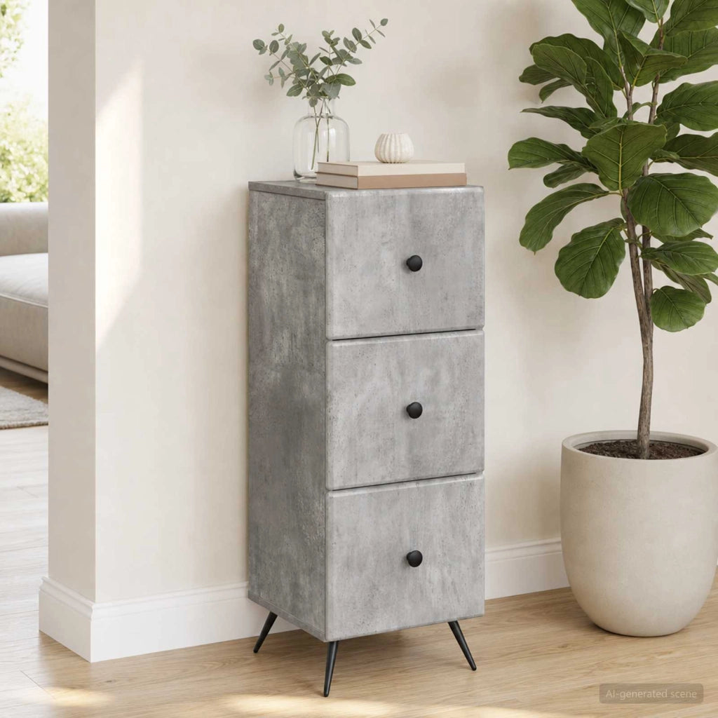 Mobile con Cassetti Grigio Cemento 33 x 34,5 x 90 cm 895538