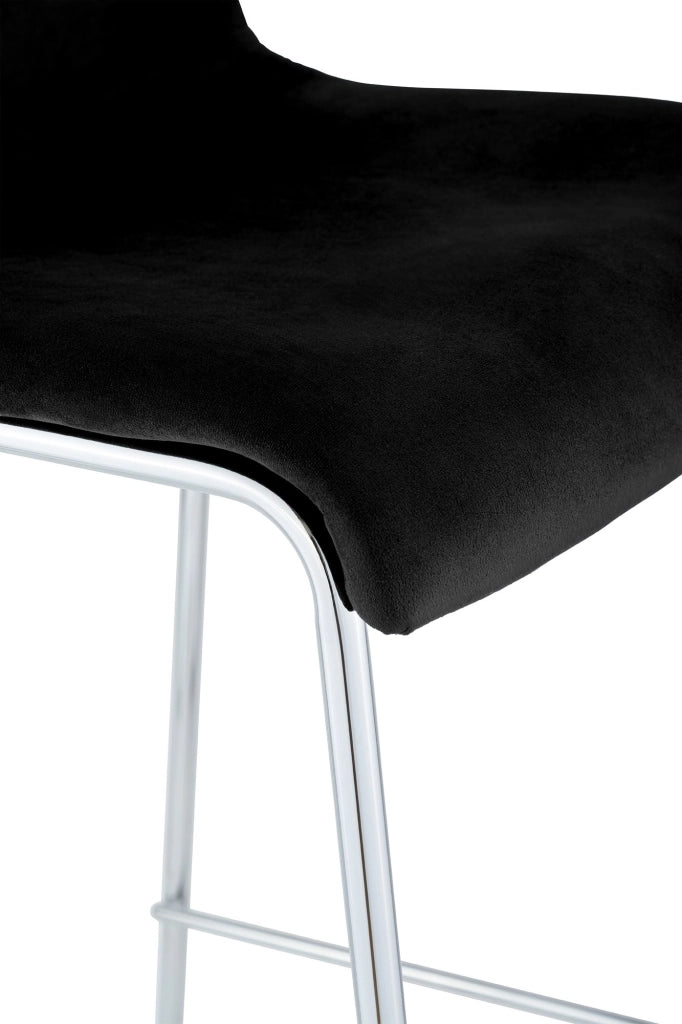 Sgabello Hover Velluto Base a Quattro Gambe Cromata nero