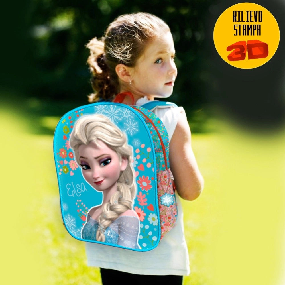 Trade Shop - Zaino Zainetto Frozen Elsa Con Rilievo 3d Disney Bambine Scuola Asilo Elementari -
