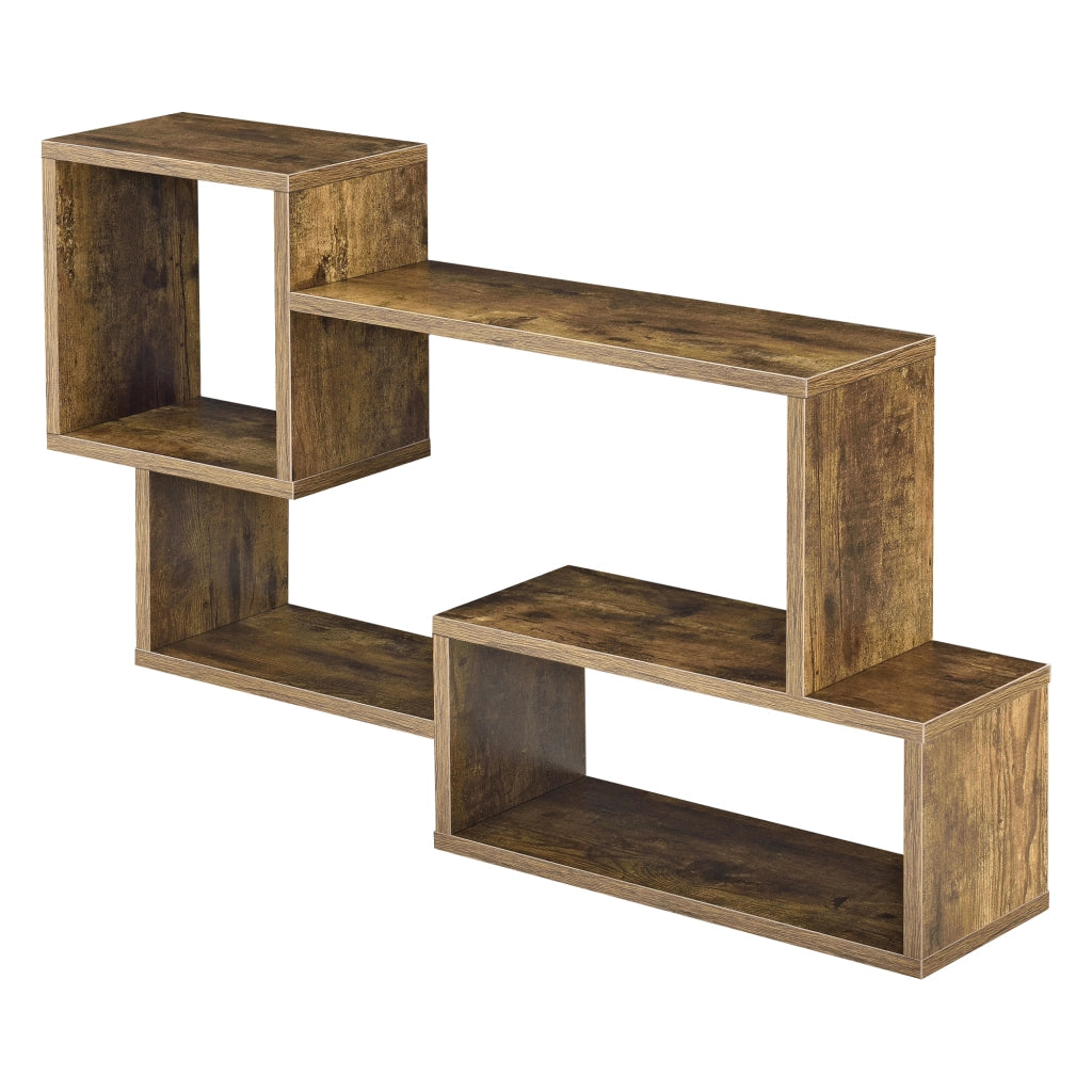Mensola da Parete / da Muro con 3 Scomparti a Cubo/Rettangolo 87 x 18 x 54 cm Scaffale Pensile con Ripiani Portaoggetti Libreria - Effetto Legno Scuro