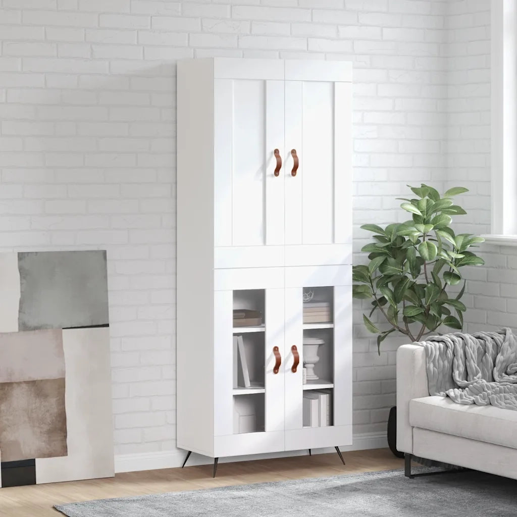 Credenza | Madia | Buffet da pranzo | Armadio da pranzo Bianca 69,5x34x180 cm in Legno Multistrato