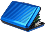 Otturatore di credito in lega di alluminio, superficie liscia e lucida, contenitore acqua-tetto e antimagnetico, fessura per carte di credito A6, contenitore per carte di credito, unisex, blu