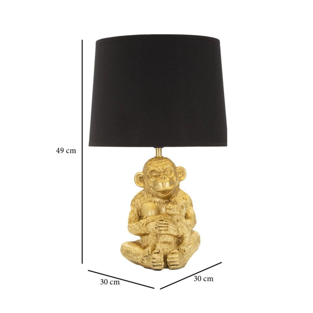 Lampada da Tavolo Scimmia 7, Nero, Poliresina, 30x30x49 cm