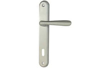 MANIGLIA GOCCIA CON PLACCA IN ZAMA FINITURA OTTONE CROMO SATINATO- - mm.90 foro normale - 1 paio