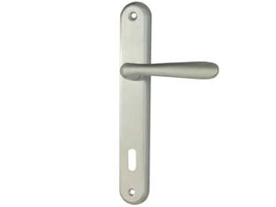 MANIGLIA GOCCIA CON PLACCA IN ZAMA FINITURA OTTONE CROMO SATINATO- - mm.90 foro normale - 1 paio