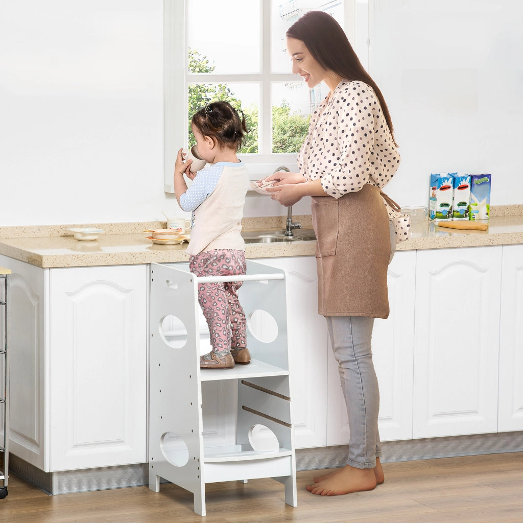 Scala Montessori Regolabile 3 Livelli ¨C zephmum ¨C Legno Bianco