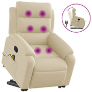 Poltrona Alzapersona Massaggiante | Sedia Relax Reclinabile Crema in Tessuto