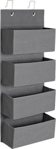Organizzatore appeso con 4 contenitori, ripostiglio appeso per la porta, per camera da letto, ufficio, camera dei bambini, 33,5 x 12 x 100 cm, grigio RDH04G