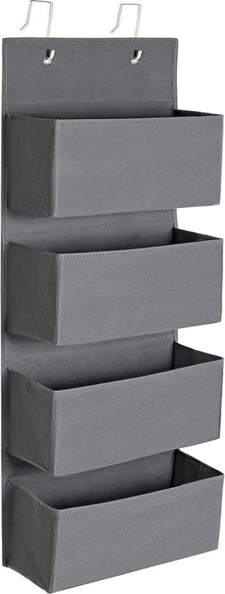 Organizzatore appeso con 4 contenitori, ripostiglio appeso per la porta, per camera da letto, ufficio, camera dei bambini, 33,5 x 12 x 100 cm, grigio RDH04G
