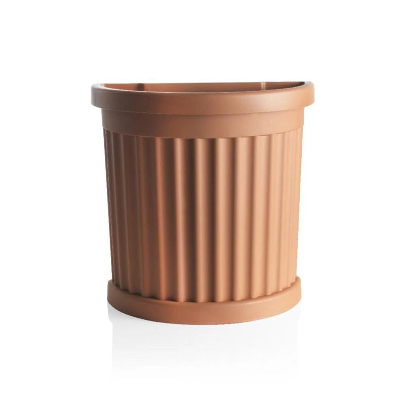 VASO MEZZOTONDO ROMA + SOTTOVASO BAMA  PP TERRACOTTA CM 27X52 H.CM 49