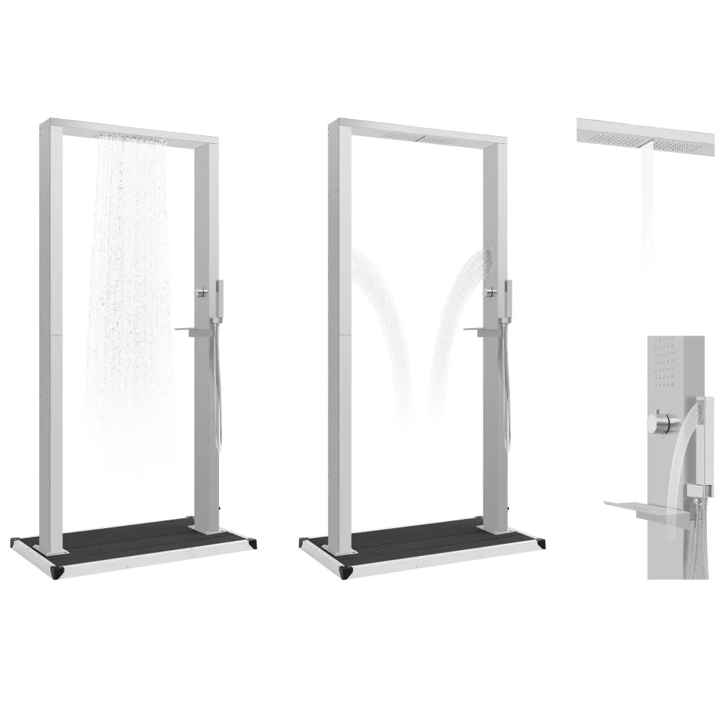Doccia da Esterno con Piatto in WPC Acciaio Inossidabile cod mxl 47253