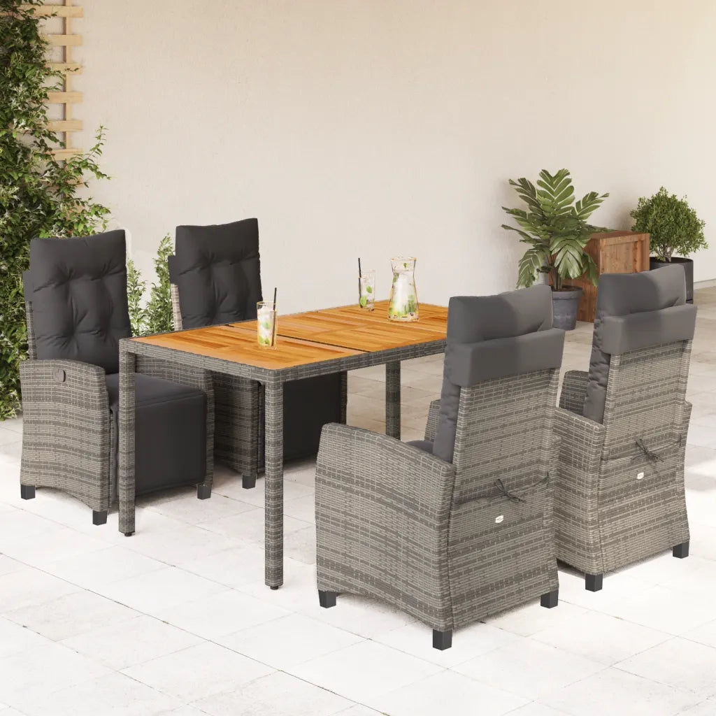 Set da Pranzo da Giardino 5 pz con Cuscini in Polyrattan Grigio 3212914