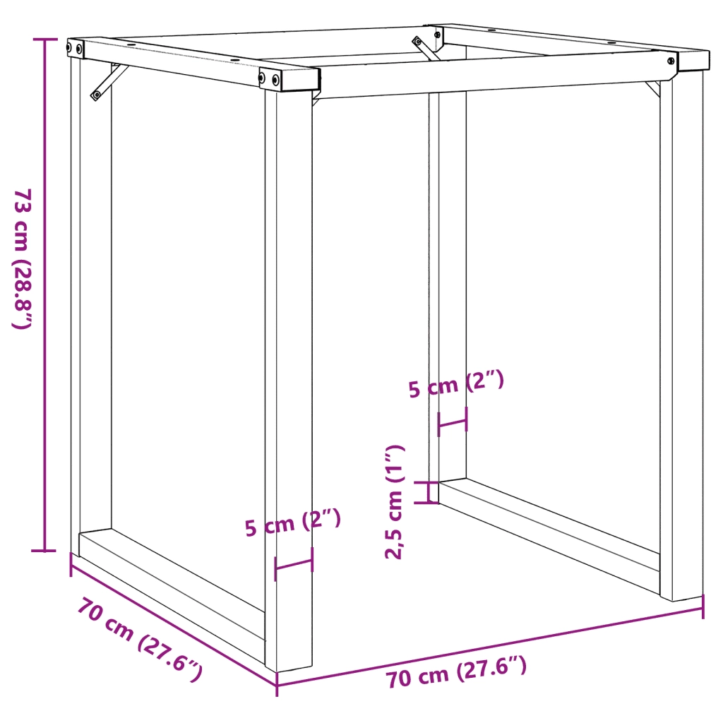 Telaio Gambe a O per Tavolo da Pranzo 70x70x73 cm in Acciaio