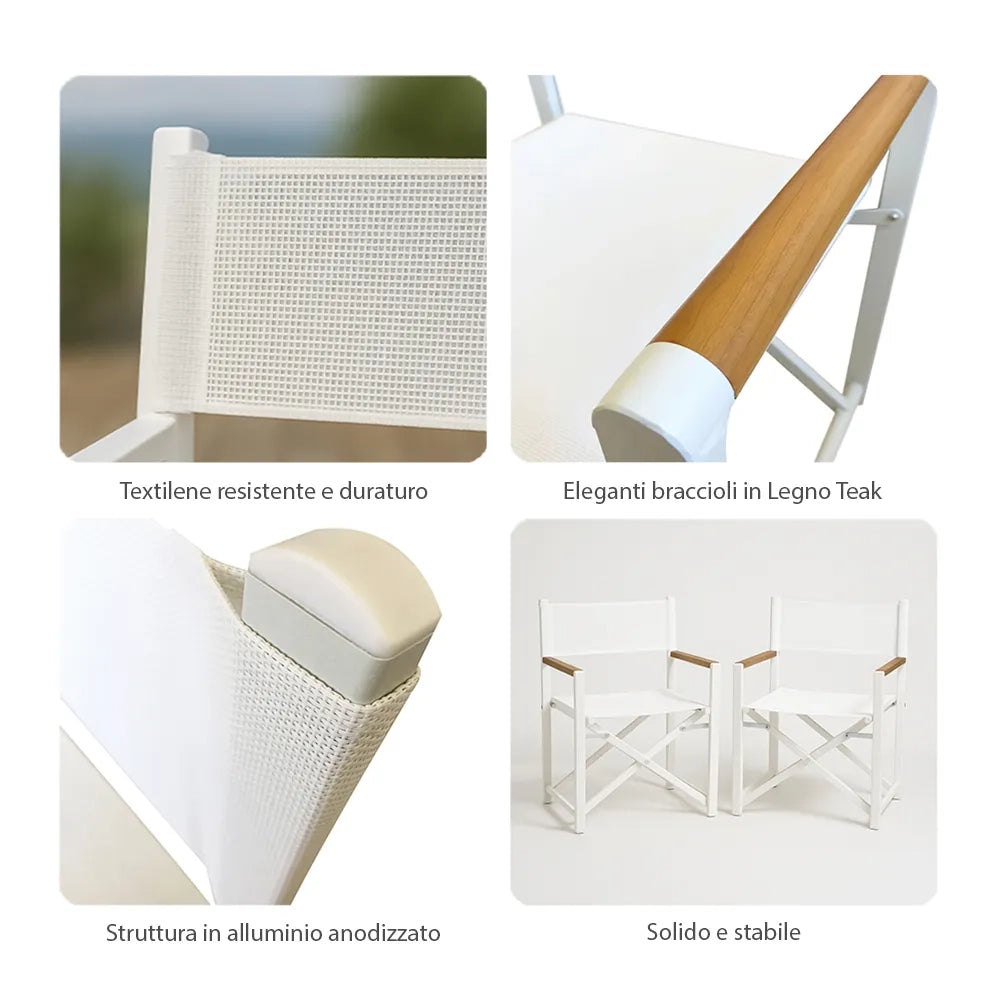 Set di 2 Sedie Regista Fellini - Bianco/Legno