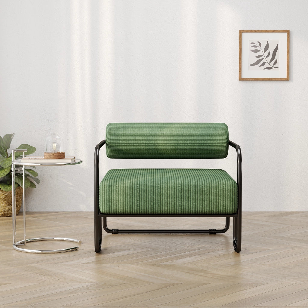 Poltrona Lounge Moderna ¨C MINIMAL ¨C Velluto a Coste, Struttura in Metallo Nero