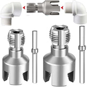 Set di filetti a tubo multifunzionale a due pezzi con lamine da 1/2 pollice (circa 1,3 cm) e 3/4 pollice (circa 1,9 cm), con strumenti integrati per filetto interno ed esterno, adatto per trapani e ideale
