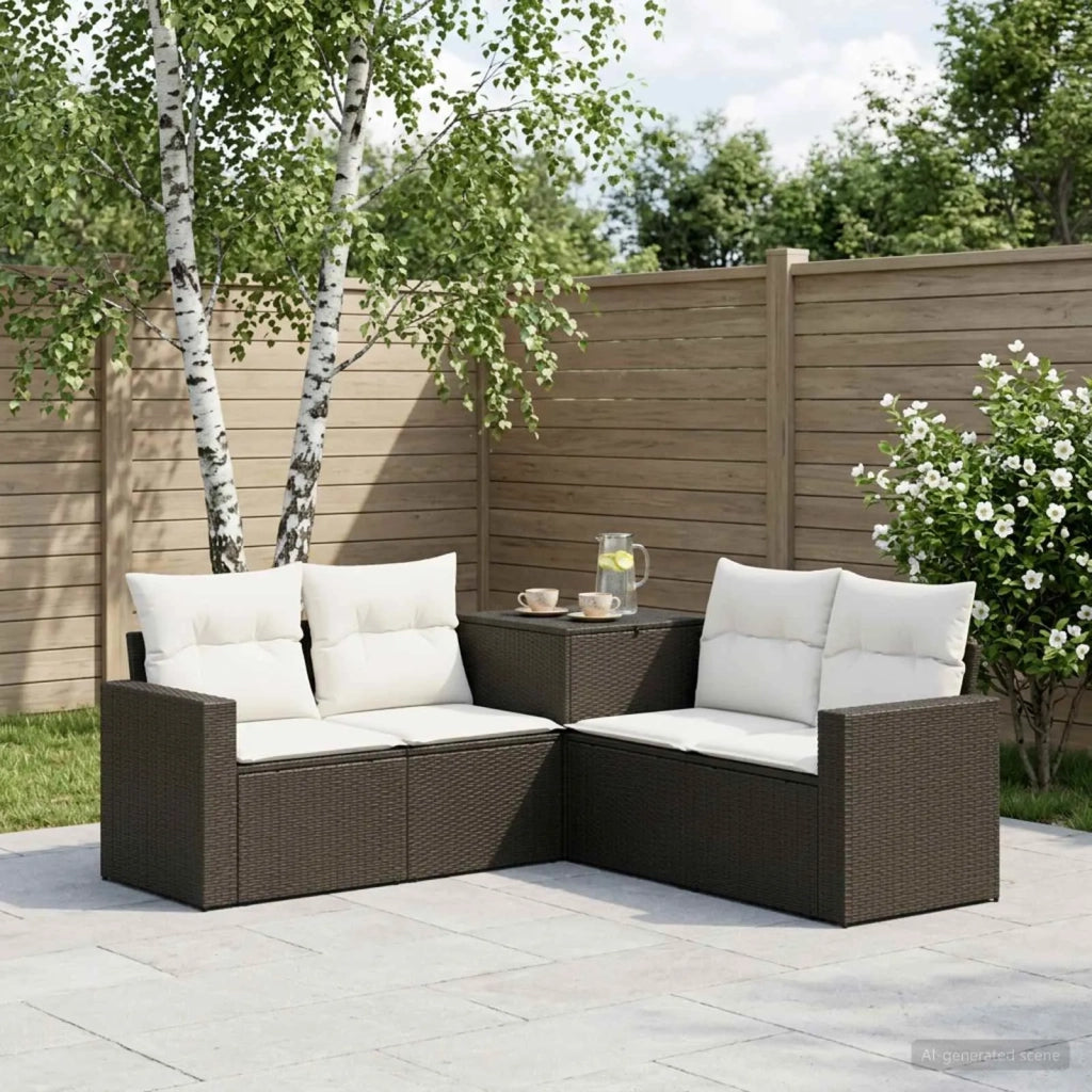 Set di divani 5 pz Nero e Bianco Crema 3447849