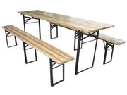 SET TAVOLO + 2 PANCHE BIRRERIA 3 GAMBE tavolo cm.220x70x77h.  panche cm.220x25x47h.    VETTE