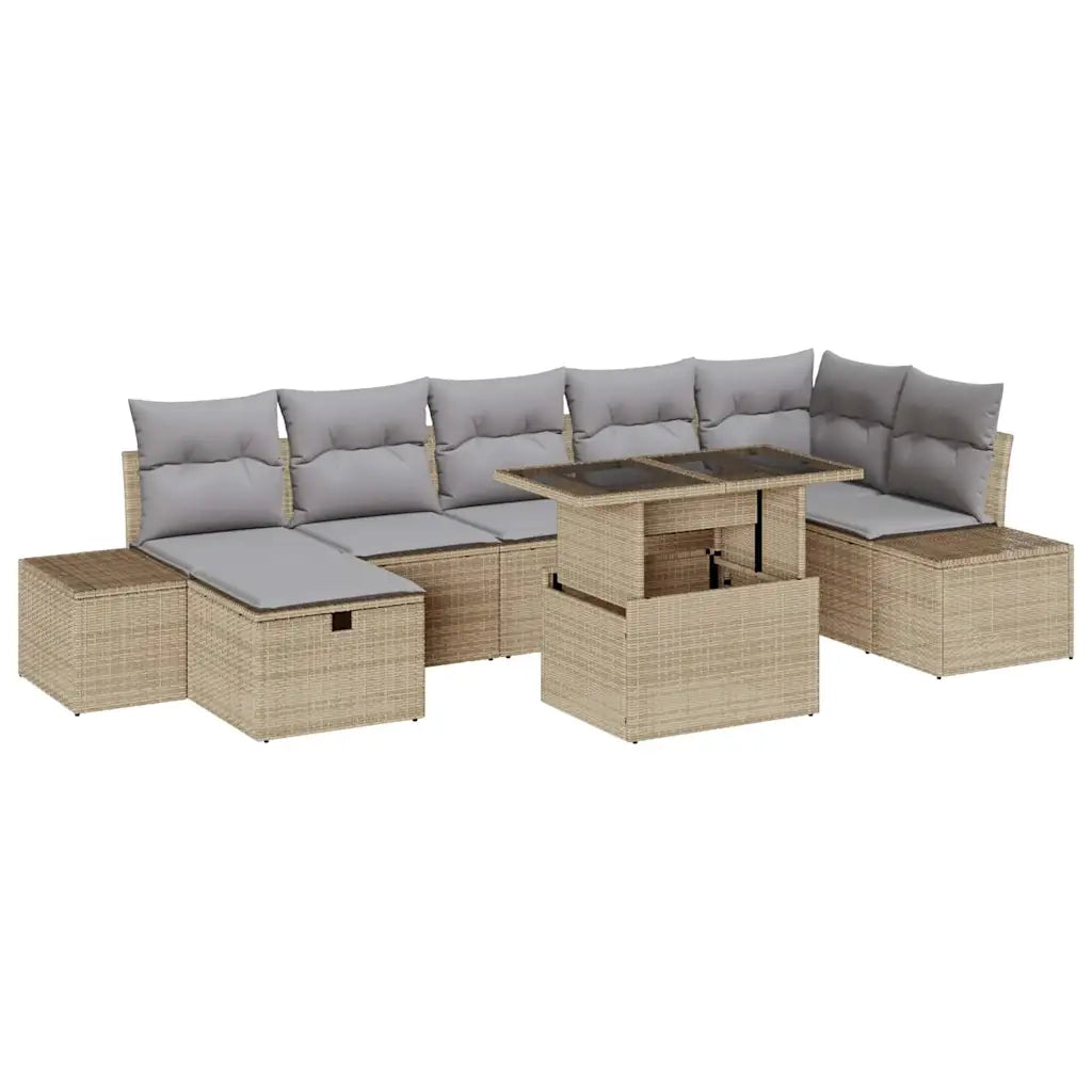 Set Divano da Giardino 8 pcs Beige polyrattan 3361219