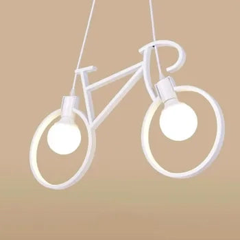 Lampadario Led Moderno a sospensione da soffitto forma di bicicletta NERA BIANCA