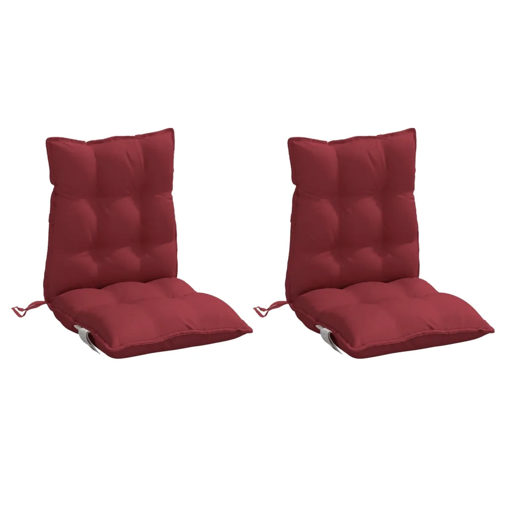Cuscini per Sedia Schienale Basso 2pz Rosso Vino Tessuto Oxford 377698