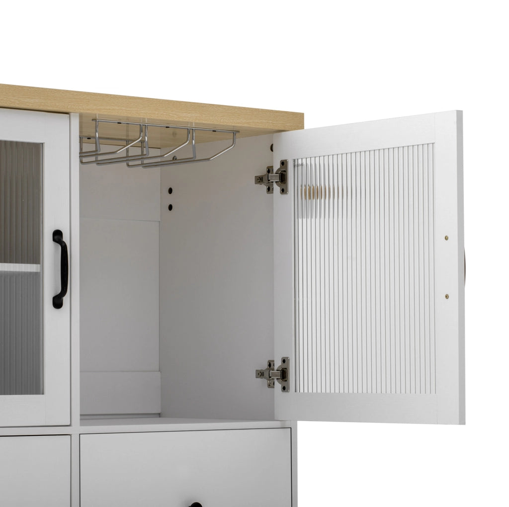 Isola cucina con piano estraibile 100x42-70x91.5 cm; ruote; spazio contenitivo; MDF bianco naturale