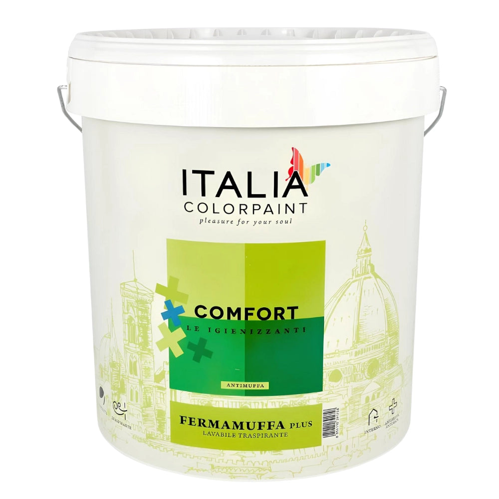 Idropittura lavabile traspirante bianca interni umidità comfort fermamuffa plus *** formato 4 lt, confezione 1