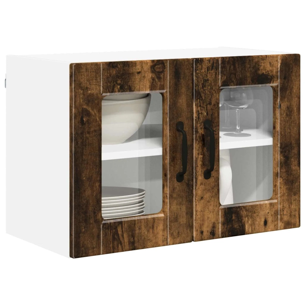 Pensile da cucina | Mobile in vetro da parete PORTO 2 pz Rovere fum¨¦