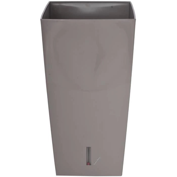 RIVIERA Eva Nuovo vaso di fiori quadrato in plastica - 28 x 28 x H 52 cm - 31 L - Taupe