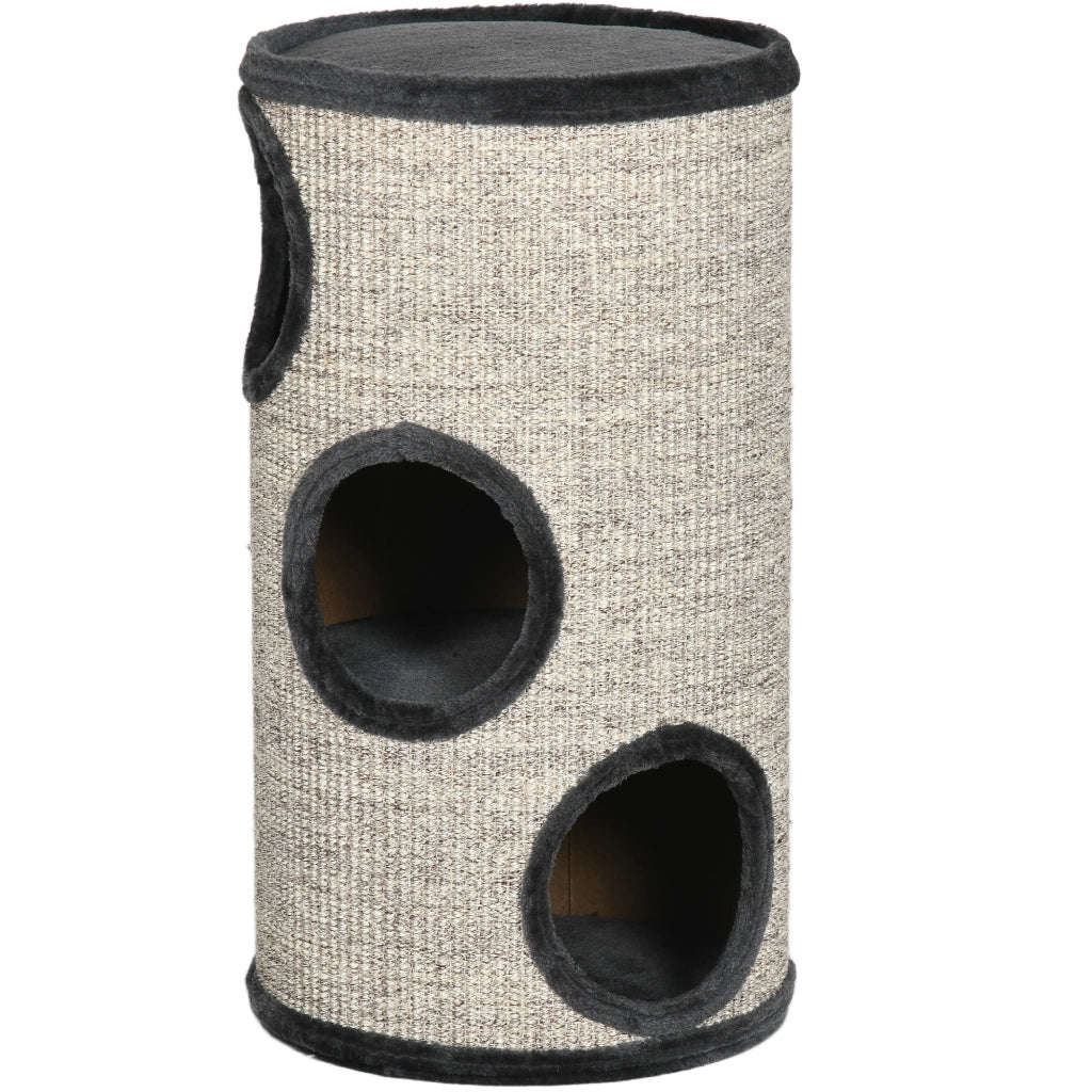 Cuccia per Gatti a 3 Livelli con Tiragraffi in Sisal e Peluche. ?38x70cm. Grigio