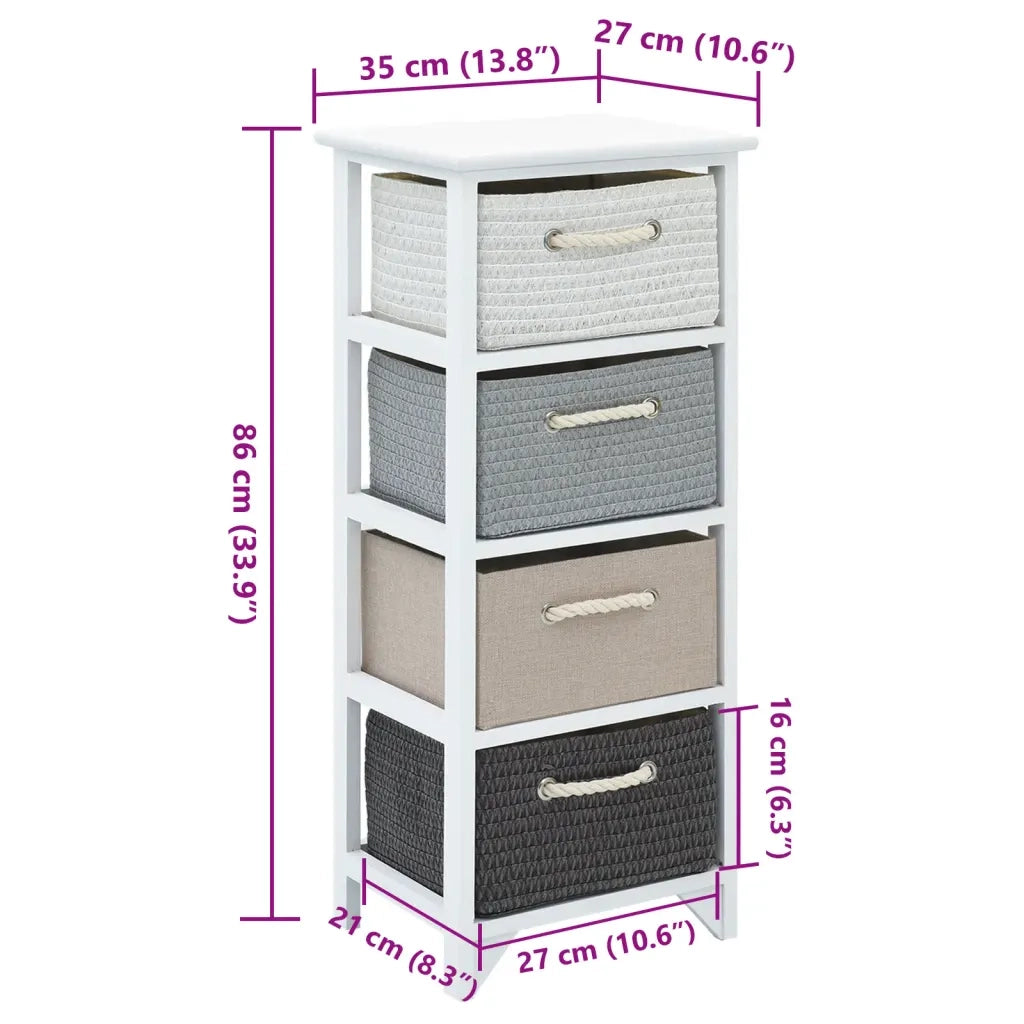 Mobile Portaoggetti con 4 Cassetti in Legno 242890