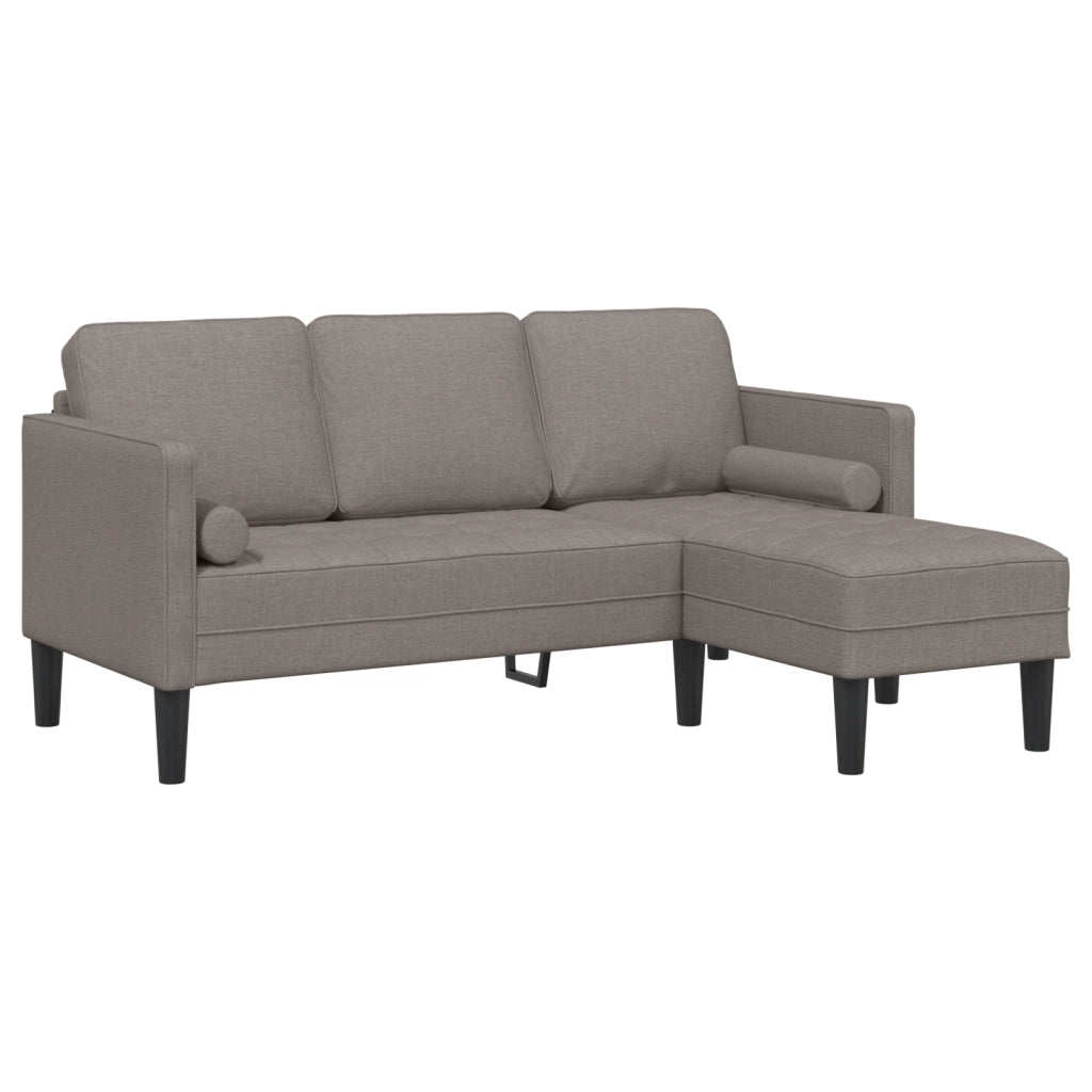 Divano L-shaped 3 posti Tortora 160 cm in tessuto -