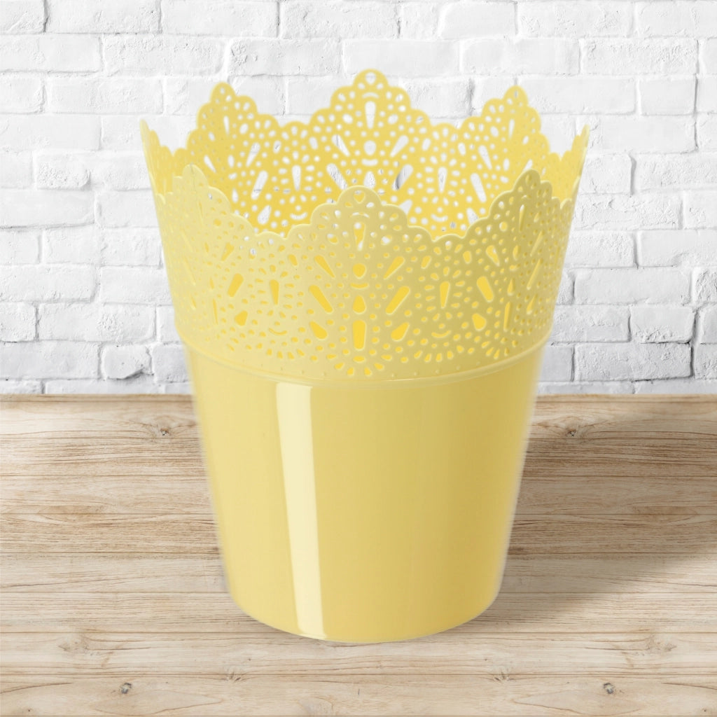 Vaso da fiori KADAX, vaso da fiori, coperchio, alto, in plastica, 16,5 cm, giallo