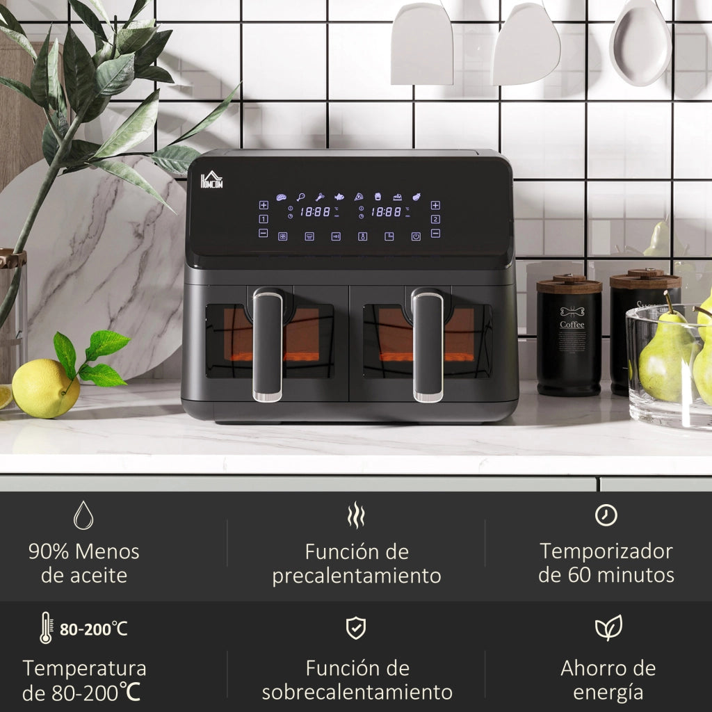 Friggitrice ad Aria 8L 2500W ¨C zephmum ¨C 38,5x38x30,5 cm Nero