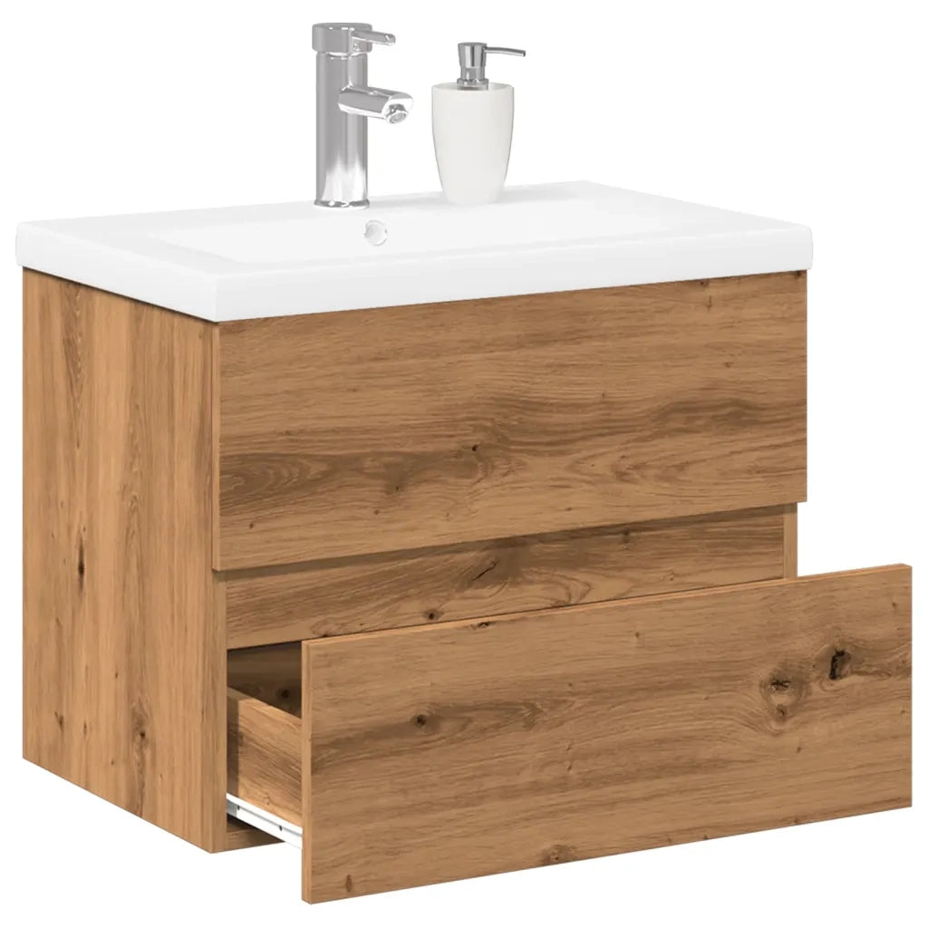 Mobile con Lavabo Integrat-Armadietto da Cucina-Lavandinoo Rovere Artigianale 273760