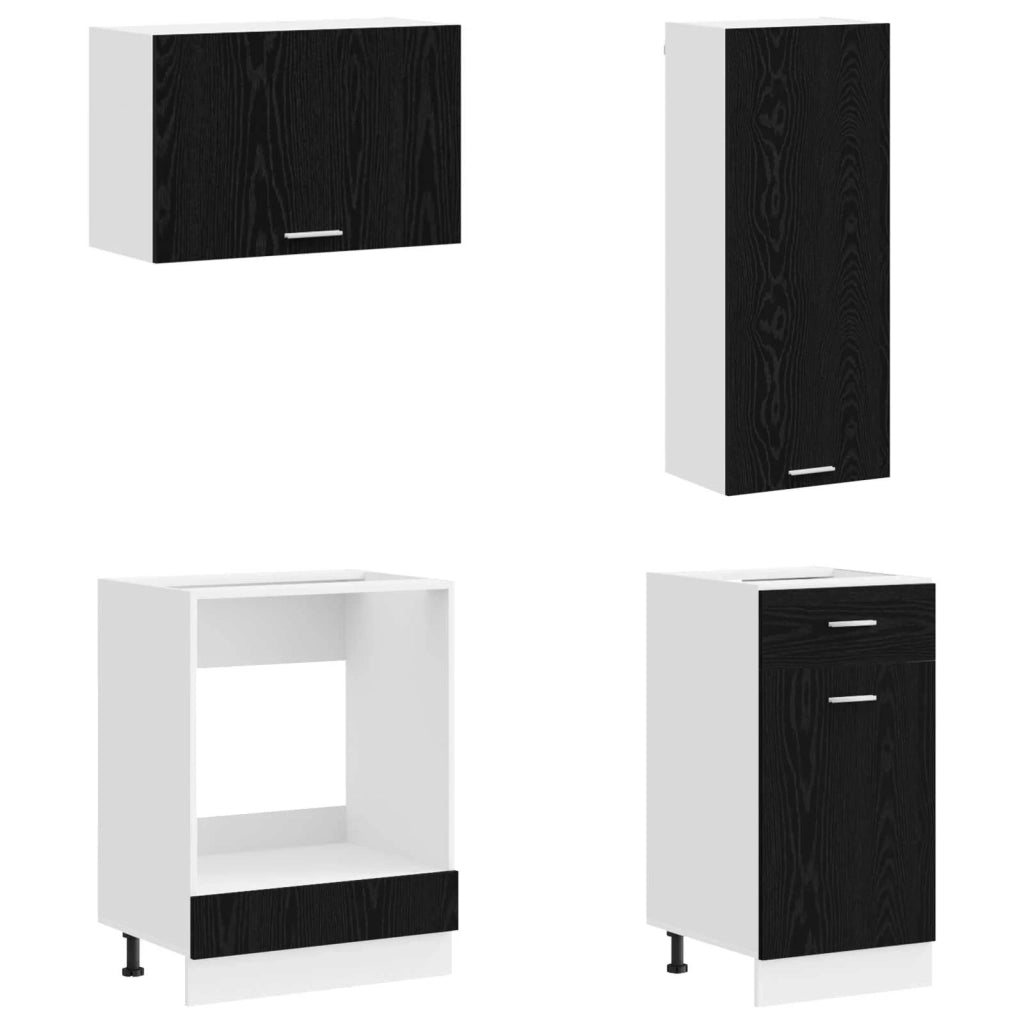 Unità Cucina LYON 8 pcs Rovere Nero Legno ingegnerizzato 3438212