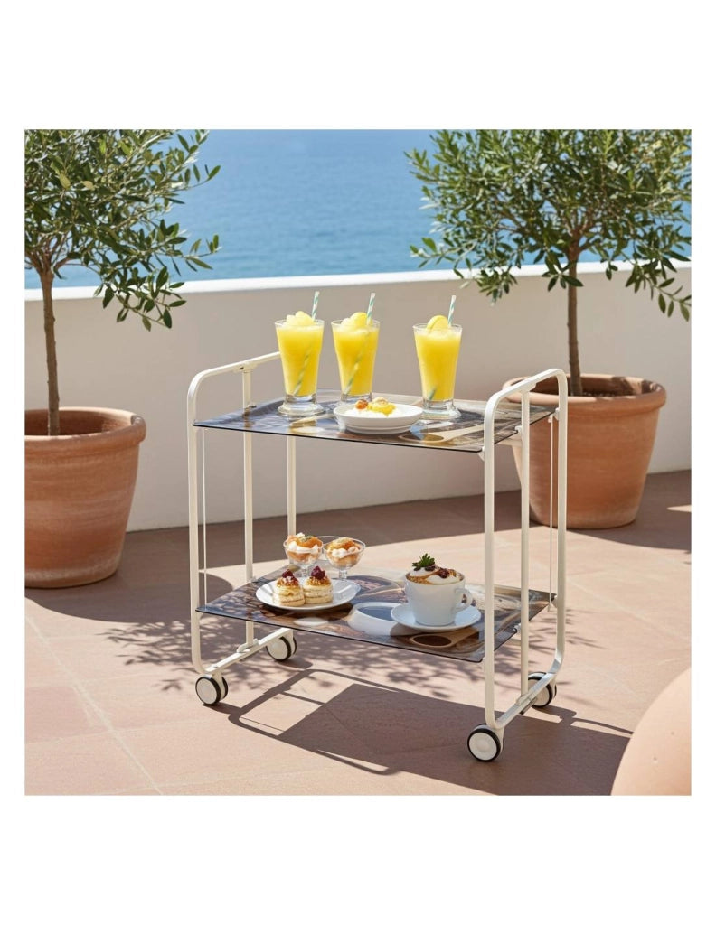 Carrello da cucina pieghevole bianco con ruote BAUHAUS 2 ripiani