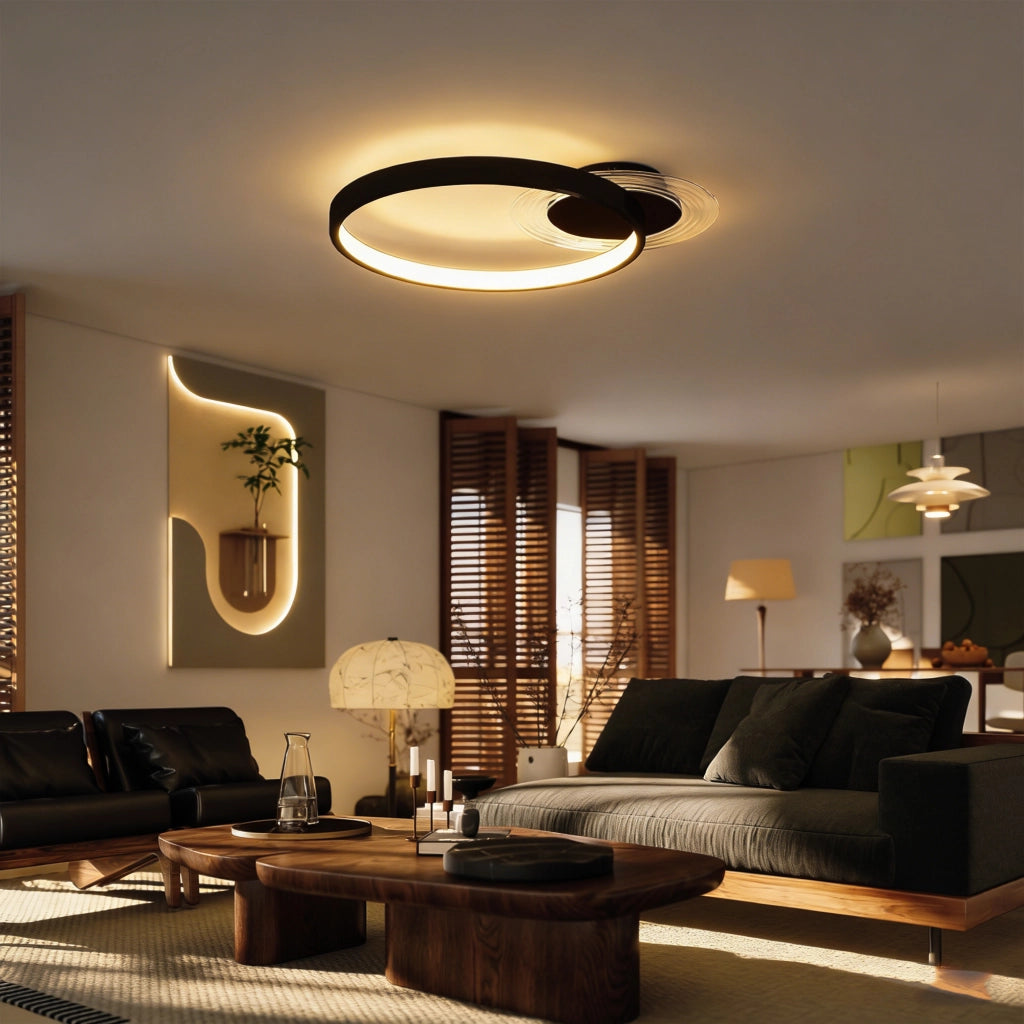 Plafoniera LED Moderna 2 Anelli ¨C zephmum ¨C Nero, Temperatura Colore Regolabile, 30W