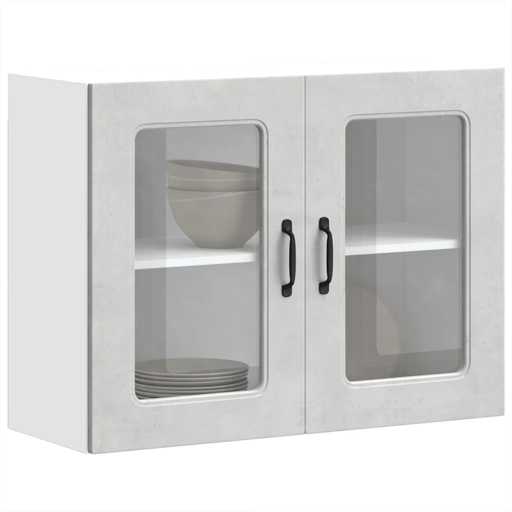 Pensile da Cucina con Porta in Vetro Kalmar Grigio Cemento 853611