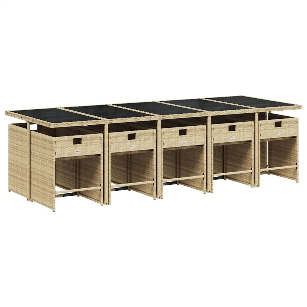 Set Pranzo da Giardino 11 pz con Cuscini Beige Misto Polyrattan 3211116