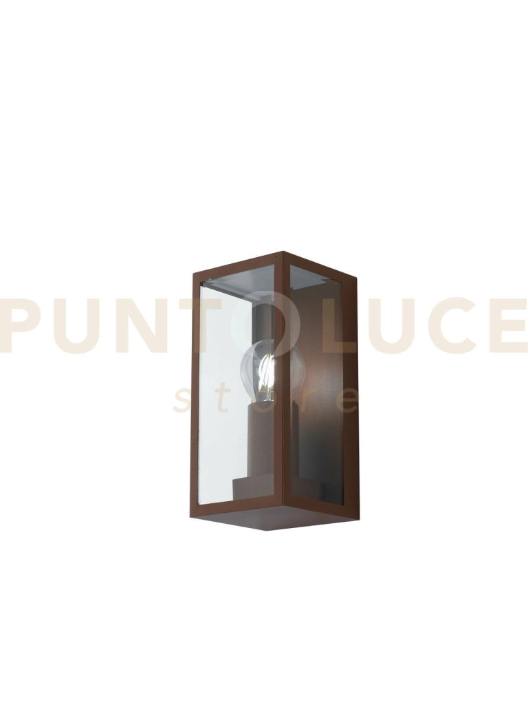 APPLIQUE MONDRIAN BRONZO 1 LUCE ATTACCO E27 IP44 11X13X23,6CM IN METALLO E VETRO