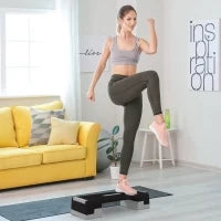 Stepper ad Altezza Regolabile con Gradini Rimovibili e Fondo Antiscivolo, in ABS, 97x36x15/20/25 cm, Grigio