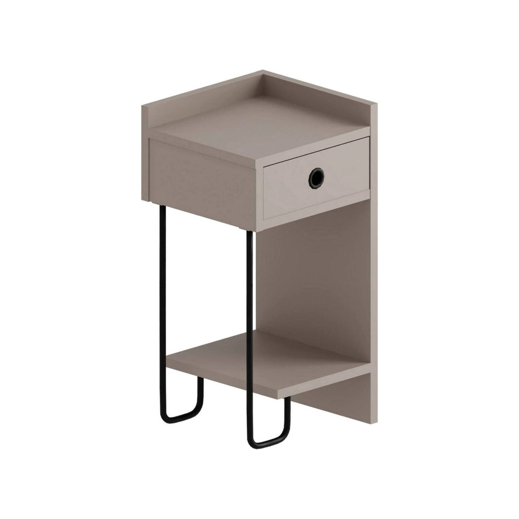 Halola, Comodino un Cassetto, 32x30x61h cm Grigio Tortora
