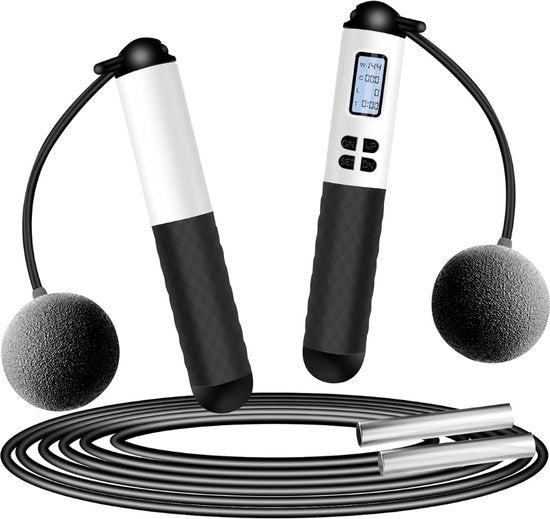 Toureno con Disco - Toureno Senza Fili - Toureno Elettrico - Toureno con 2 Posizioni - Toureno per Adulti e Bambini - Toureno - Fitness - Rappresentazione di Corda - Nero con Bianco
