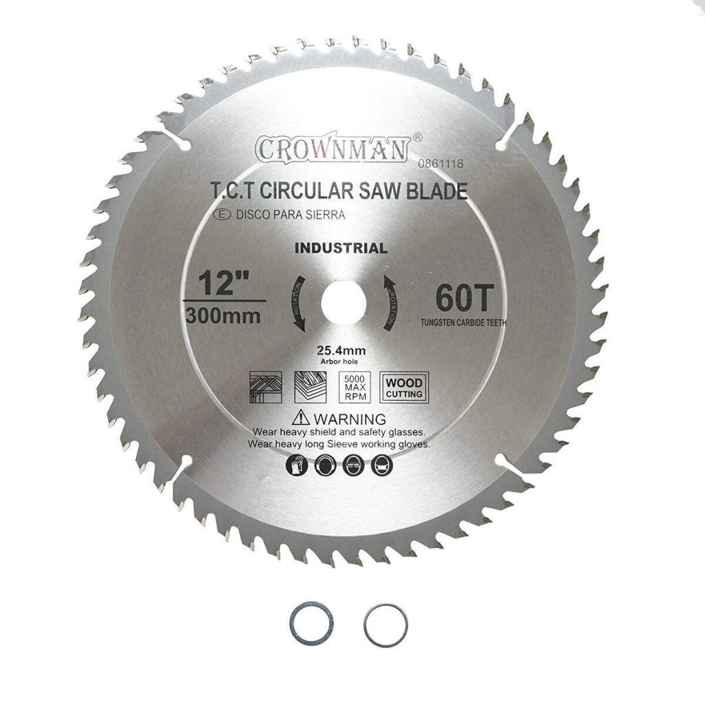 Disco circolare widia per legno 300x25,4mm, max. velocità. 5000 giri/min, 60 denti, Crownman industriale