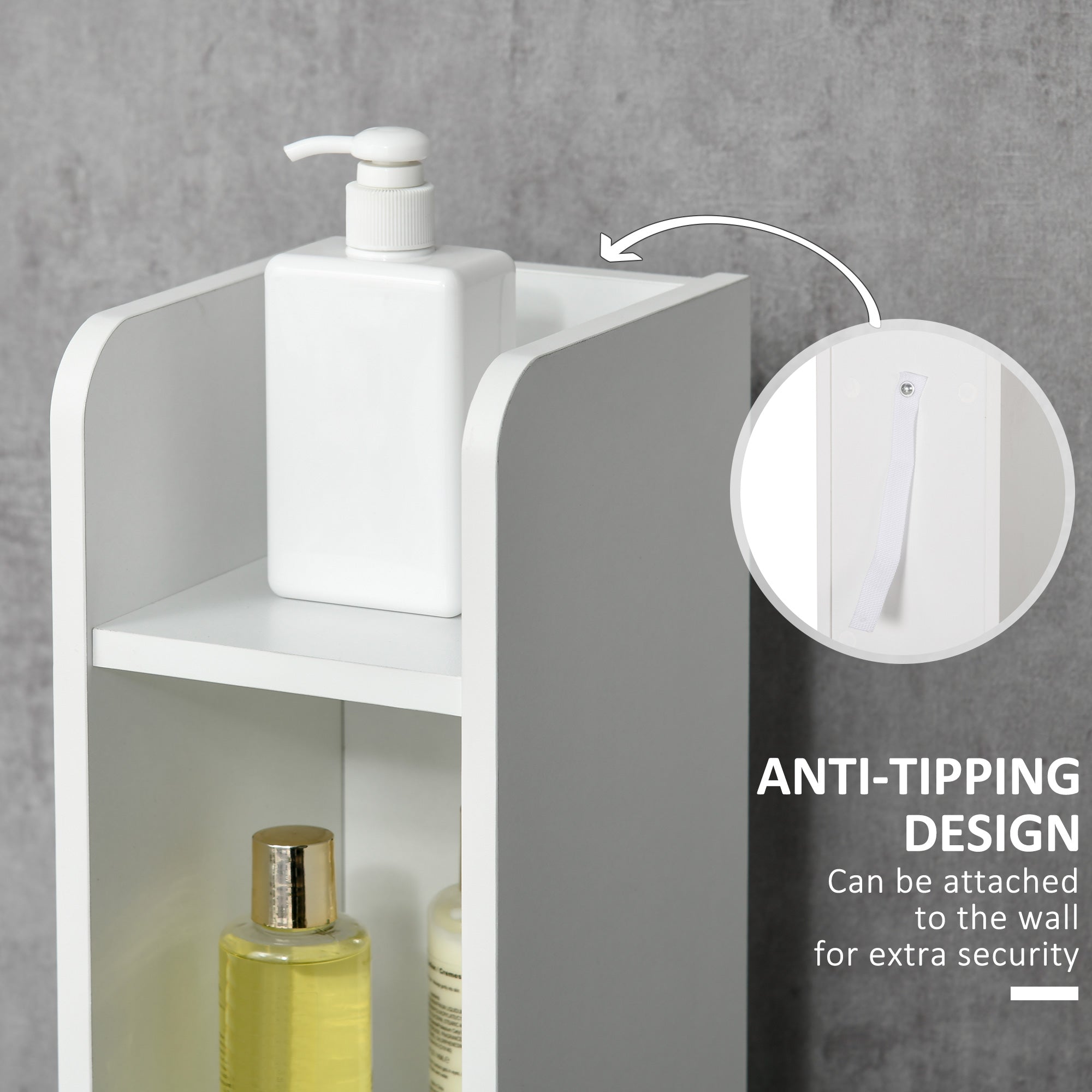 Mobile a Colonna con Mensole e Armadietti 15x17x120 cm in MDF e Legno Truciolare Bianco e Grigio